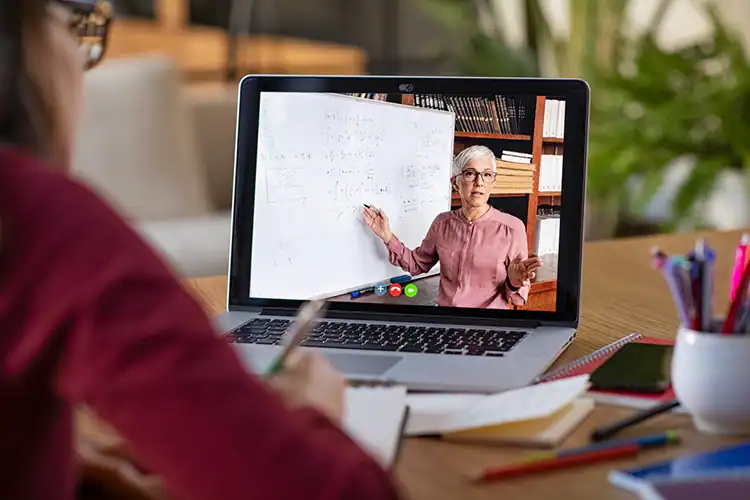 an online college instructor teaching a class