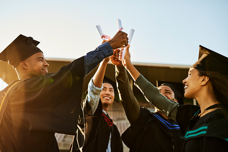 a group of MBA graduates celebrating their convocation day