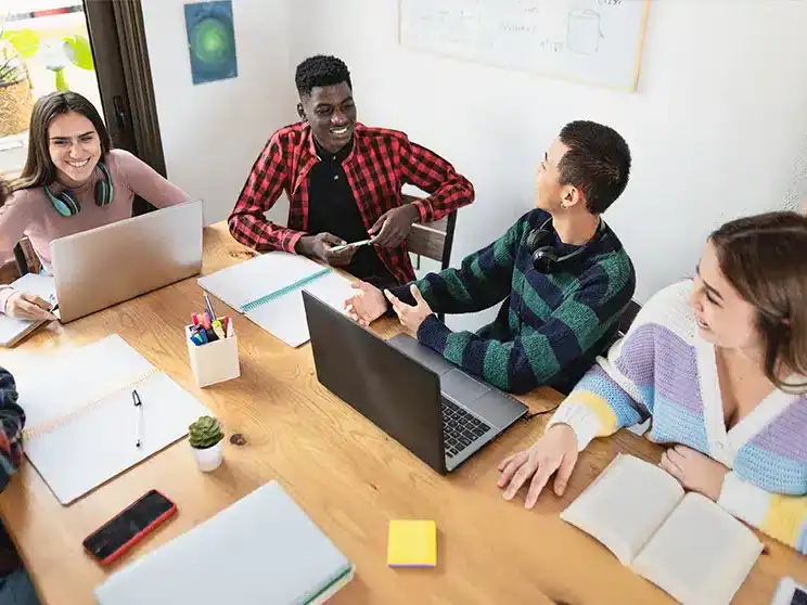 online college student engaged in conversation and banter 