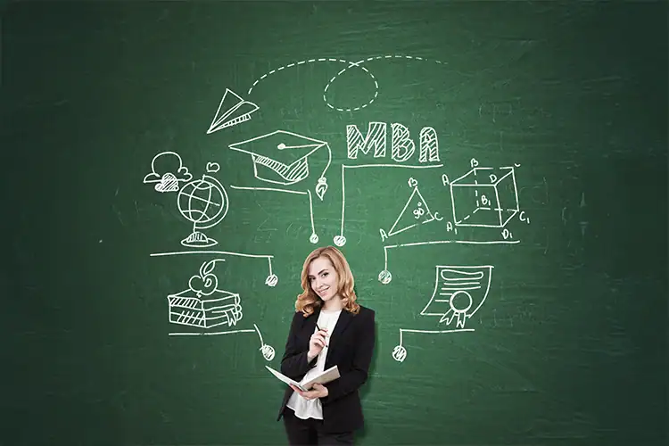 a successful female MBA graduate
