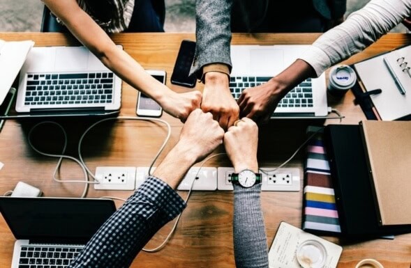 Group of students networking