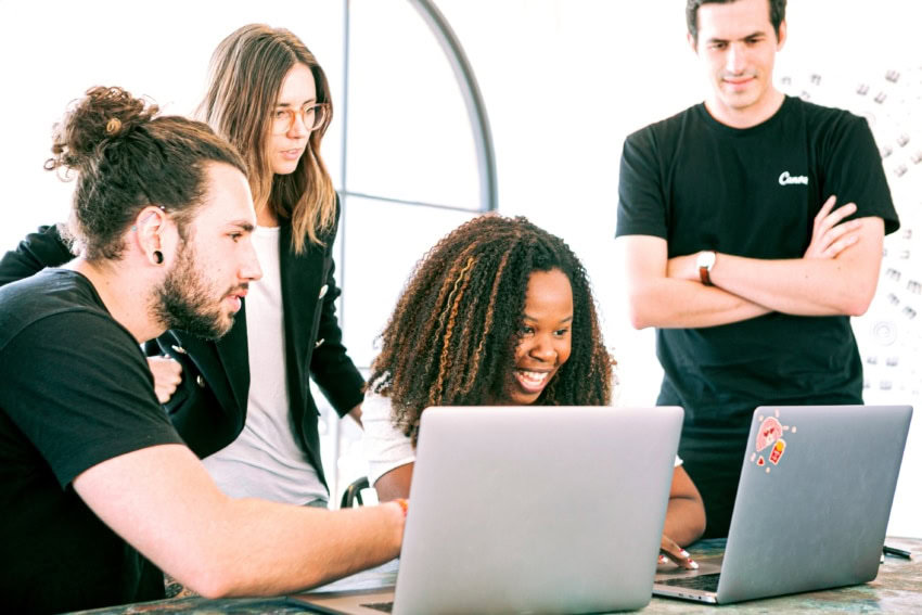 Business professionals collaborating