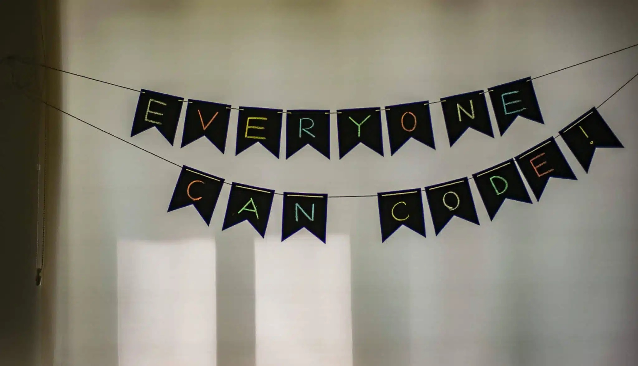 Party banner with words everyone can code
