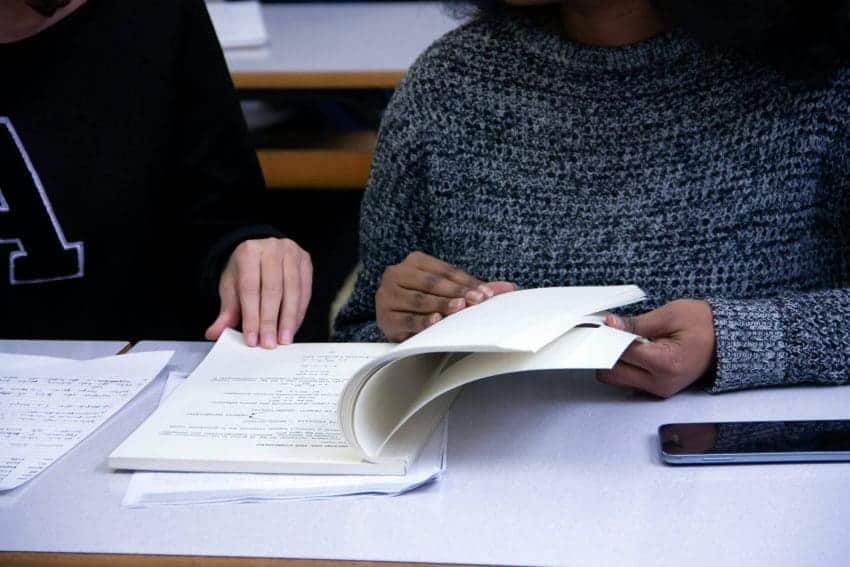 Girl studying for ACT test with a partner