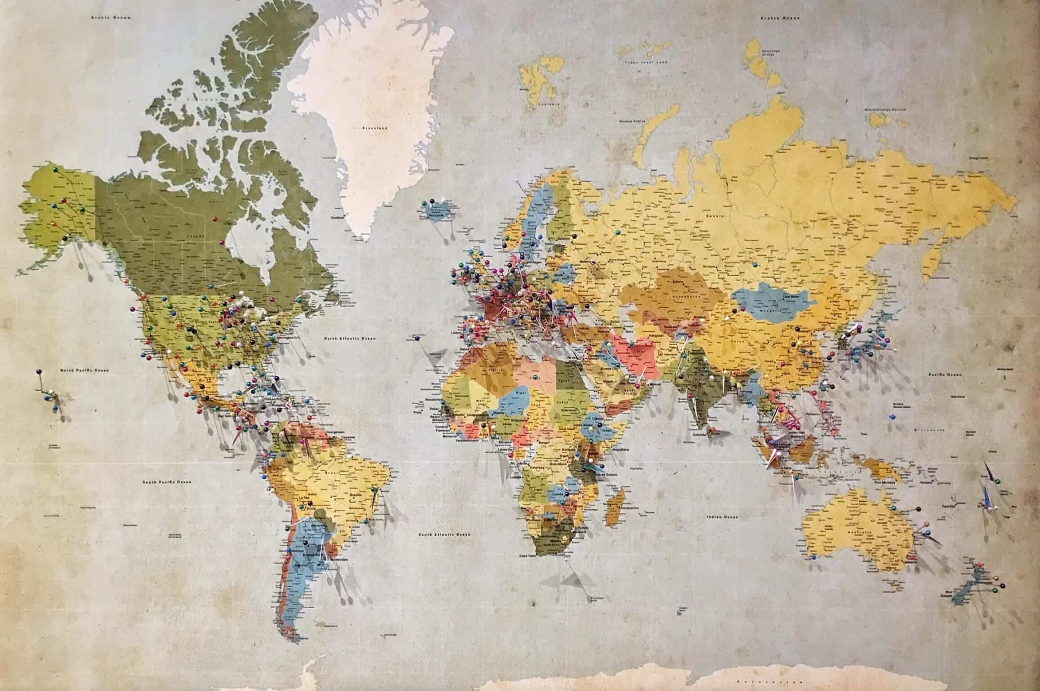 Map of all five continents