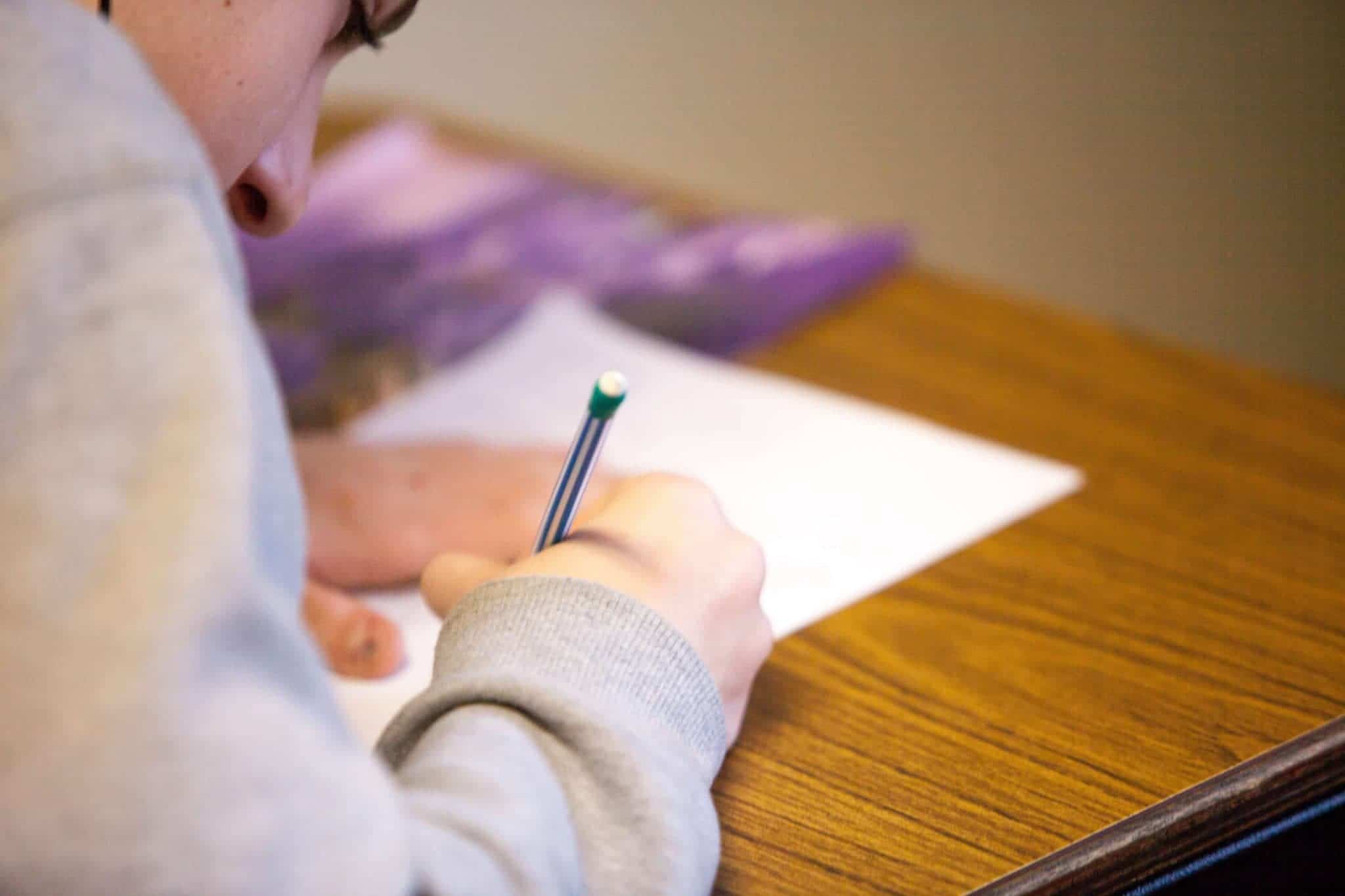 Student taking a test