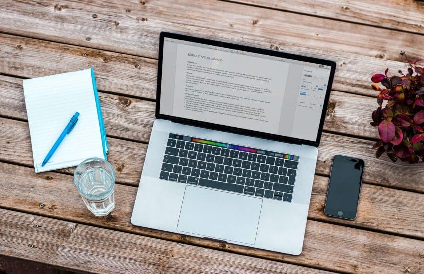 Resume writing on laptop