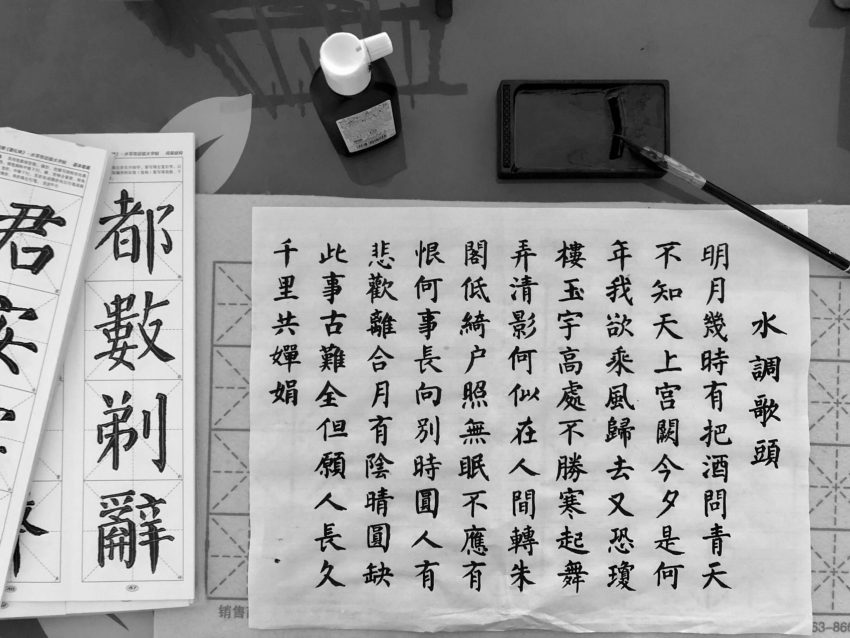 Practicing writing Mandarin Chinese characters