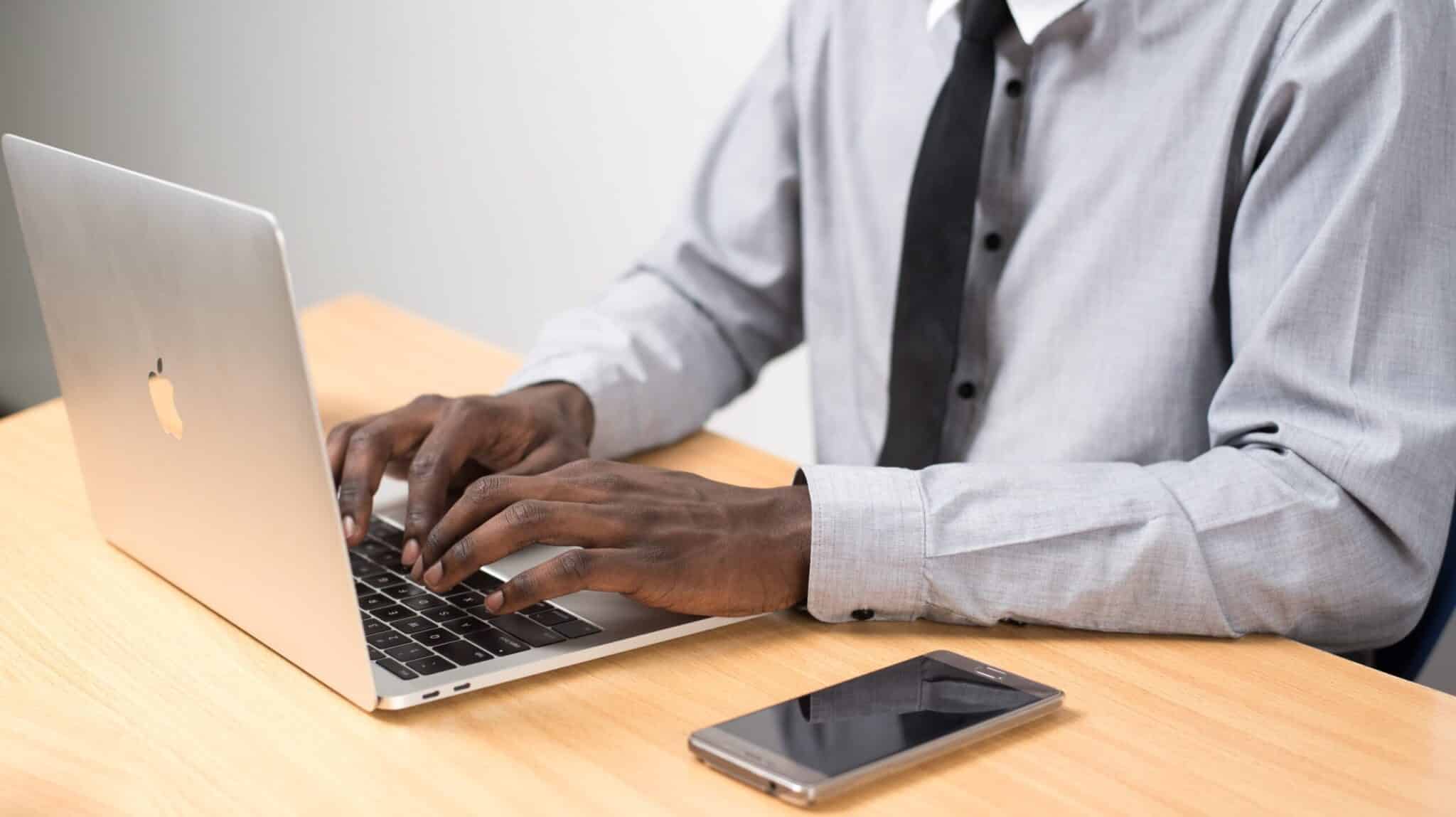 man working on laptop