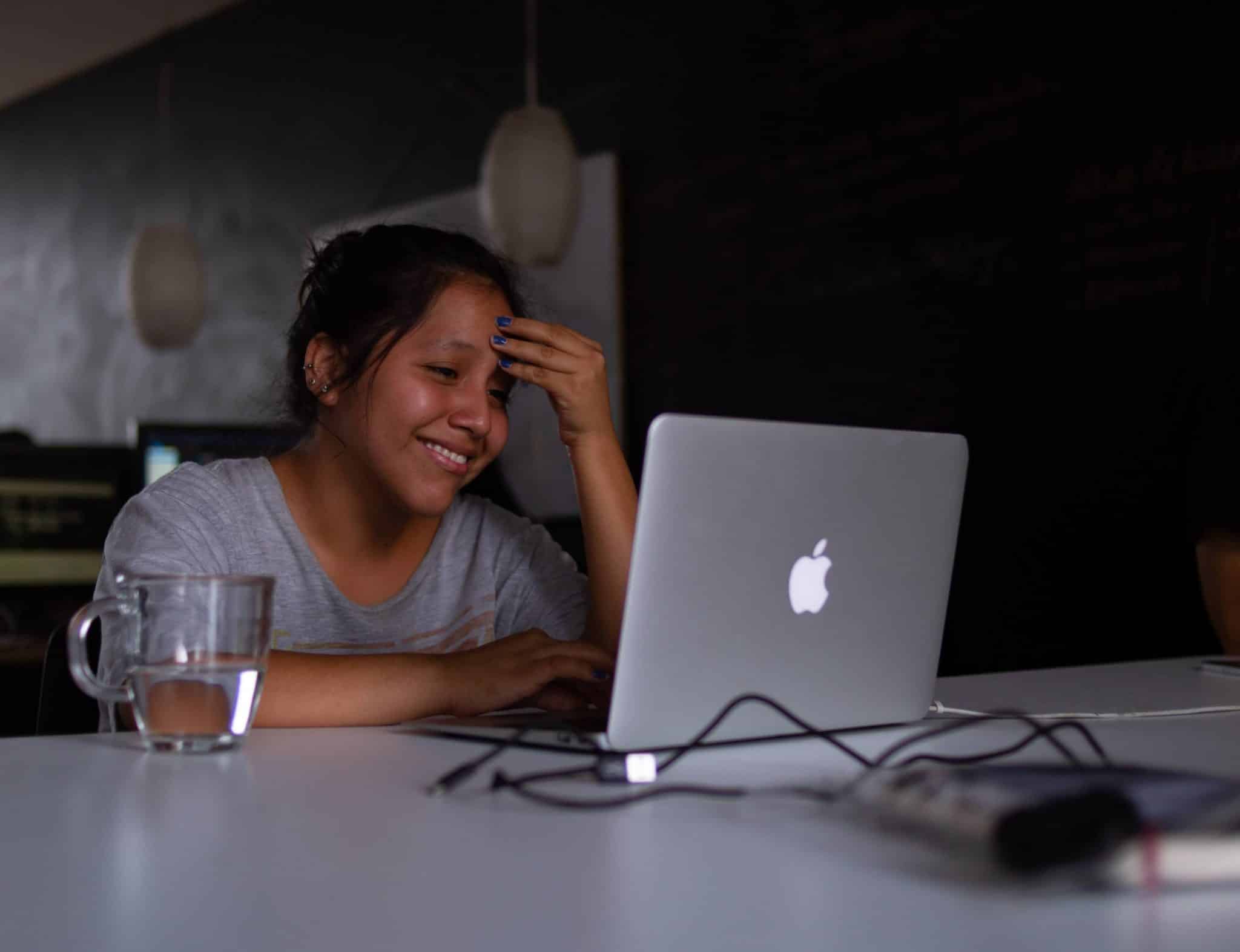 Student learning on a computer