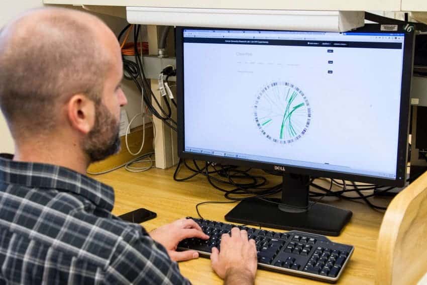 Epic certified man working on computer in healthcare