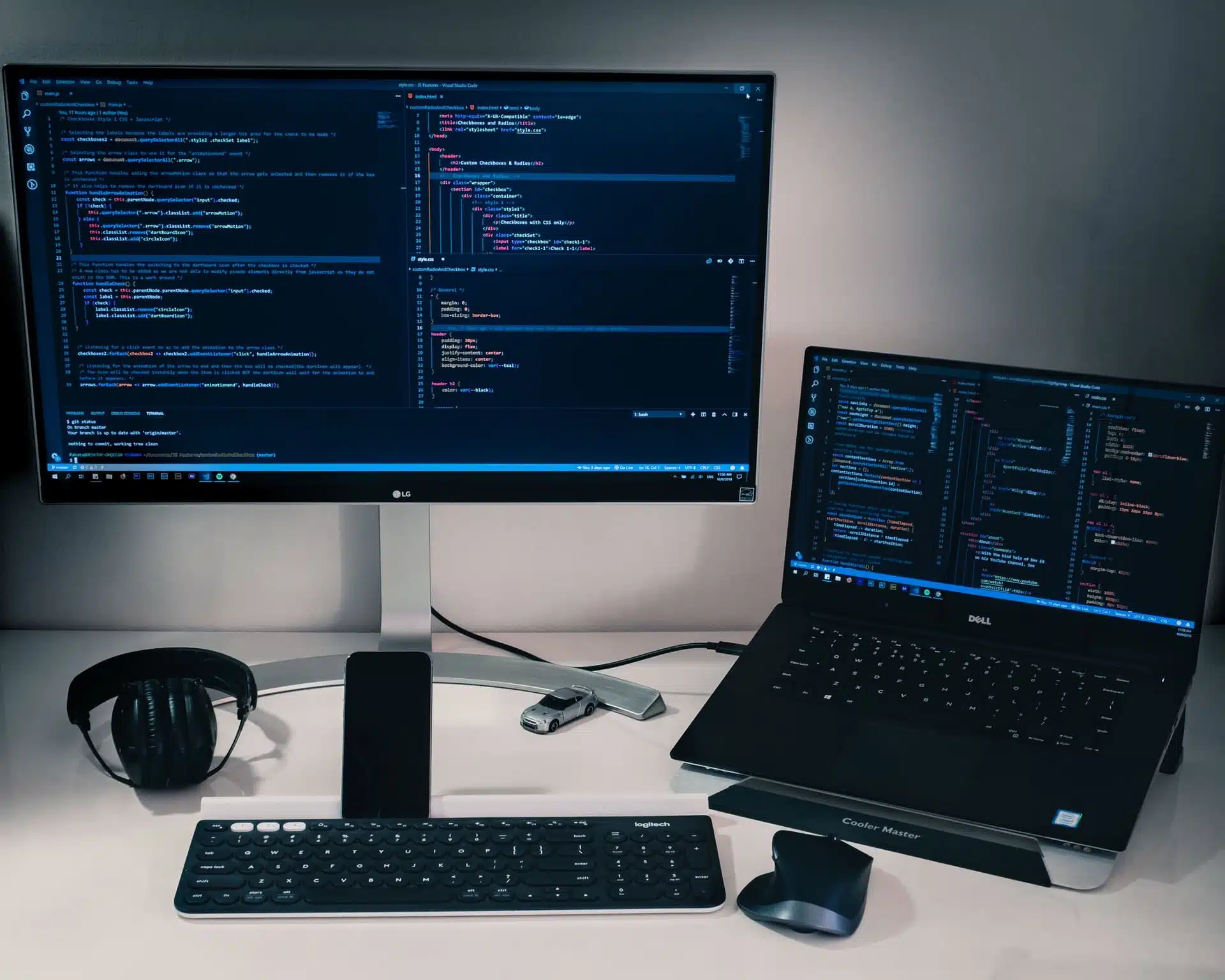 Learning to code on desktop computer and laptop
