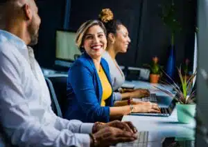 woman working on her laptop