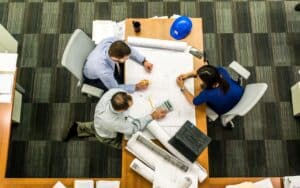 Accounting and finance working at a table