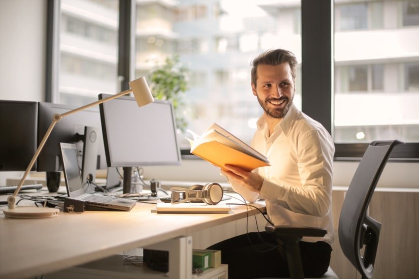 Accountant working on computer