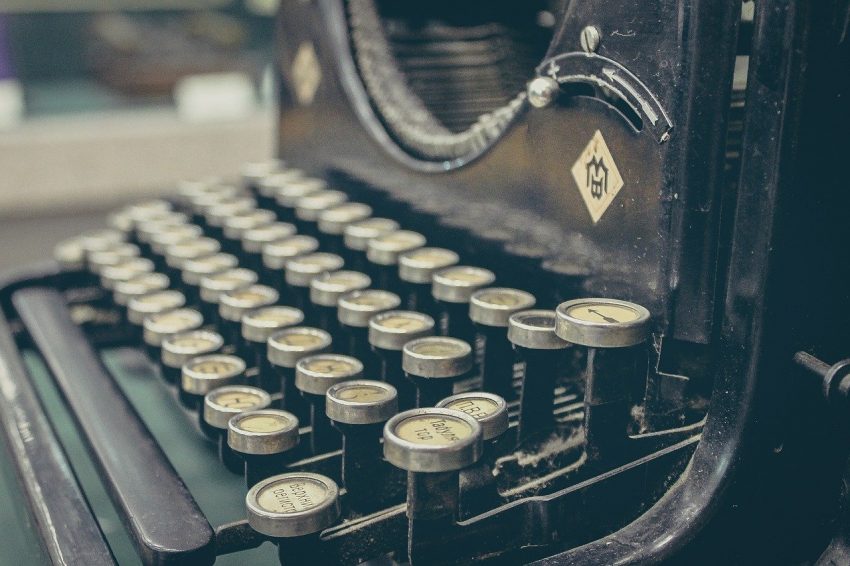Old typewriter with keys