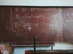 mathematical equations on a blackboard 