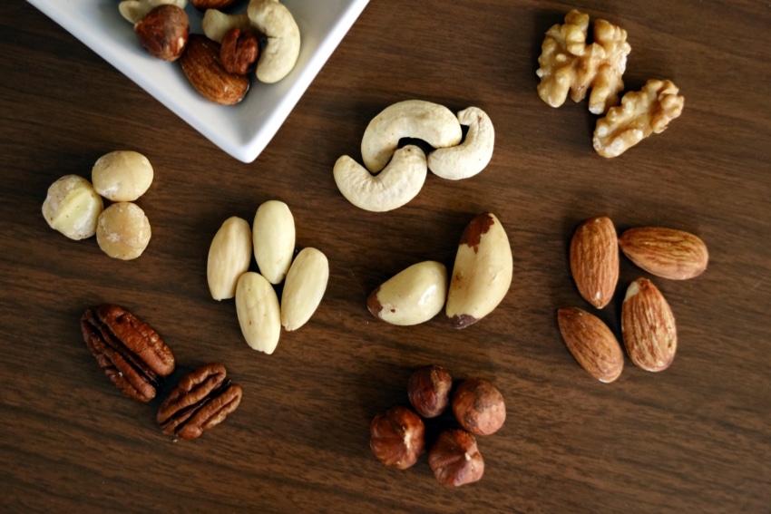 Arrangement of nuts set aside for test day snacks