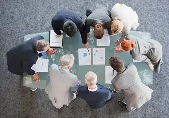 strategic managers discussing a project in the conference room