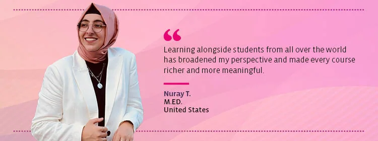 a US-based female M.Ed student of UoPeople