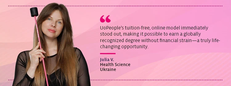 a Ukrainian female Health Science student of UoPeople