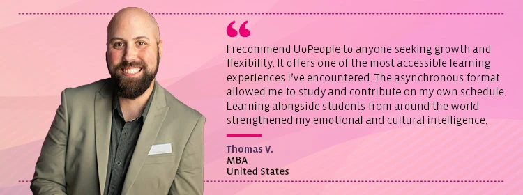a US-based male MBA alum of UoPeople