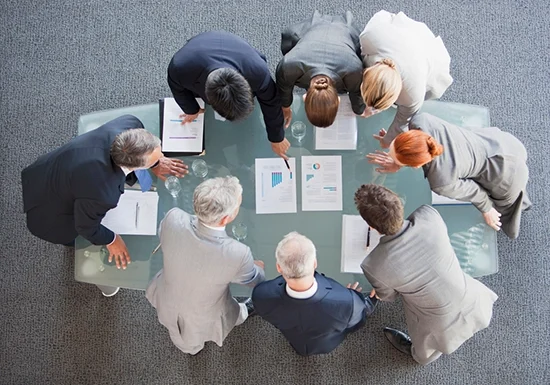 strategic managers discussing a project in the conference room